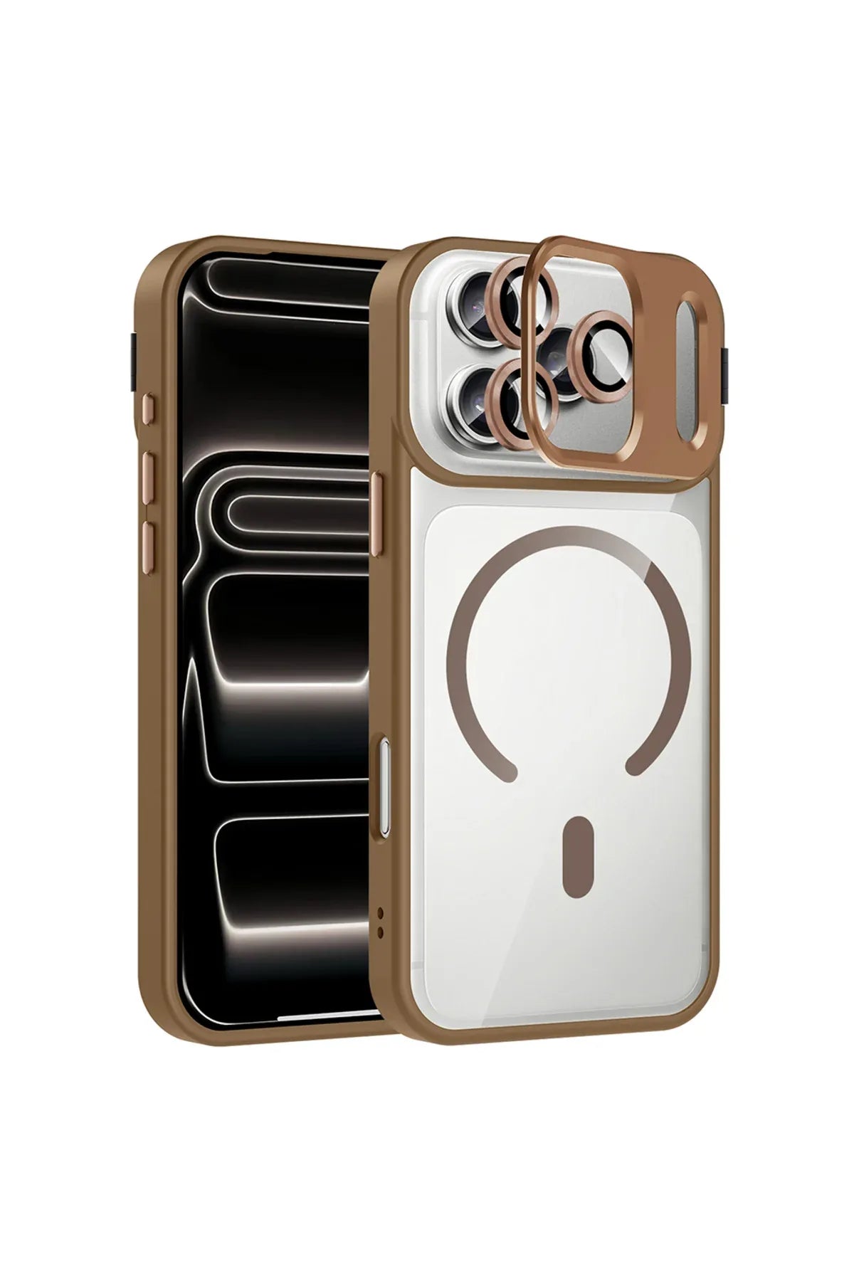 Back view of iPhone 17 Pro Max case highlighting magnetic camera lens cover and sleek design.