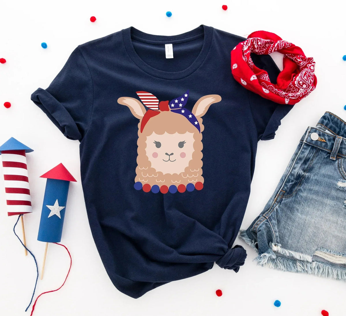 Patriotic Llama Girl T-shirt - Snagva
