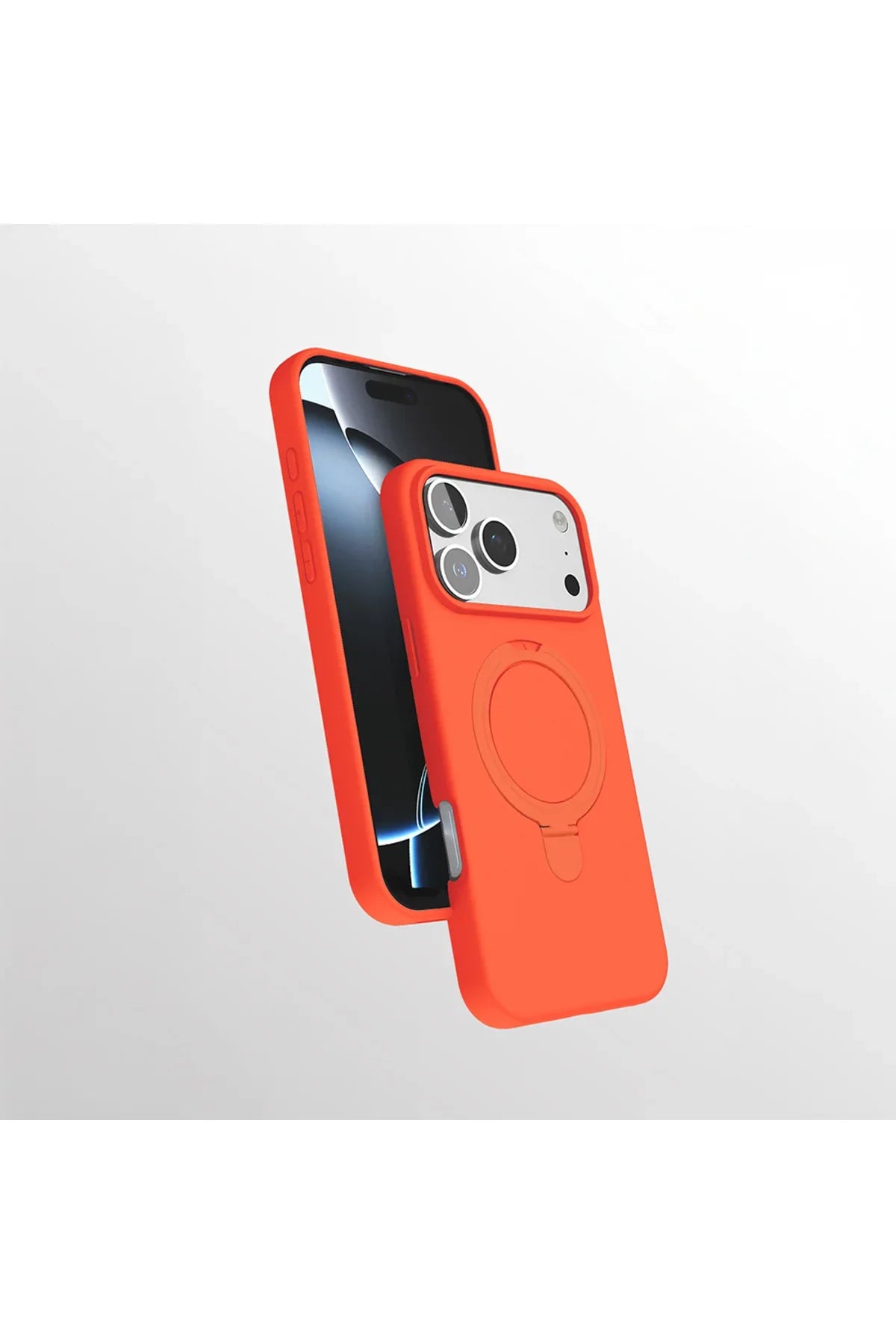 iPhone 17 Pro case with ring stand propping phone in landscape orientation