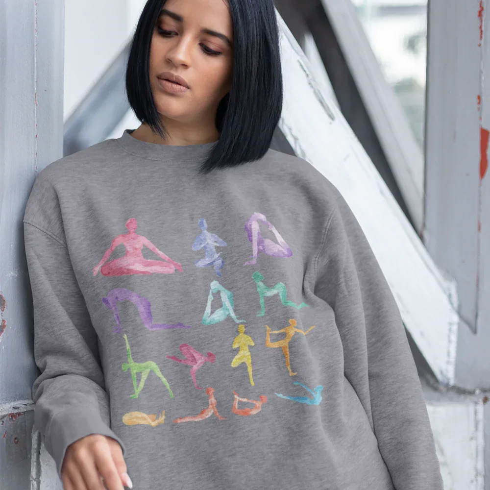 Yoga Theme Crewneck Sweatshirt