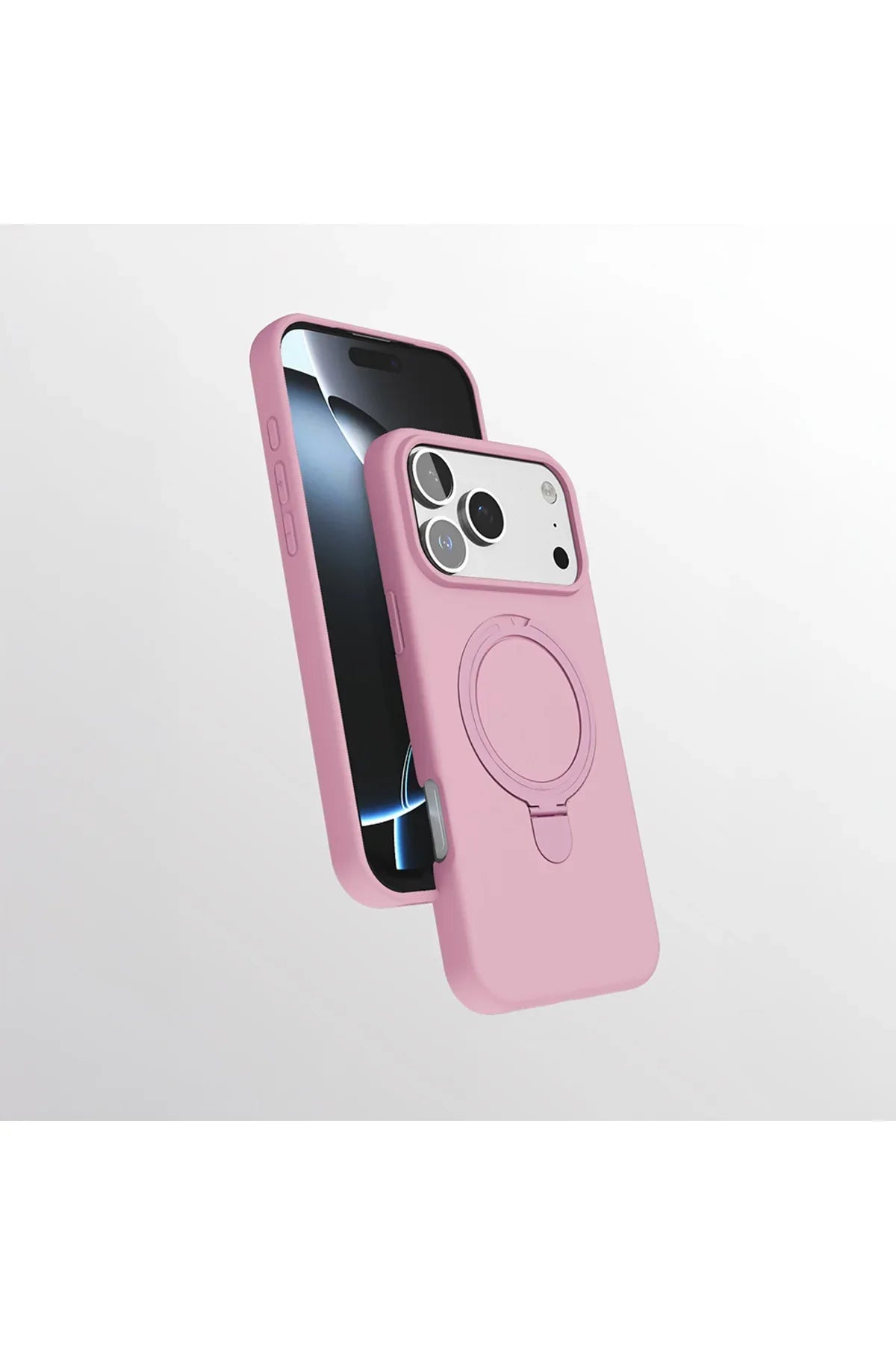 User holding iPhone 17 Pro case featuring magnetic charging and ring stand in use