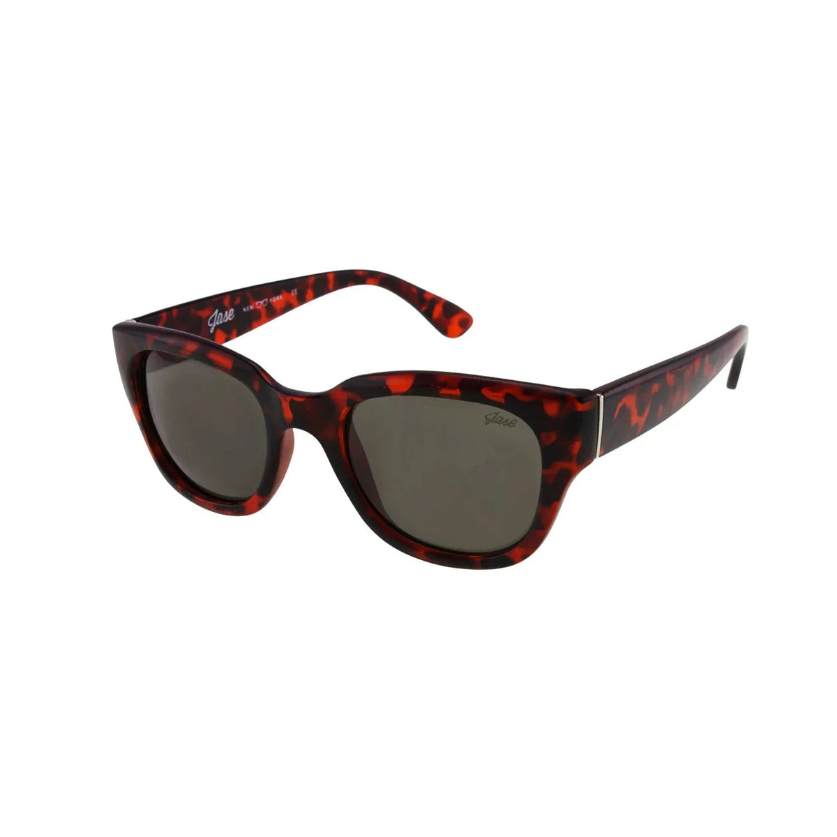 Side view of Jase New York Delano sunglasses with matte black frame and thick temples.
