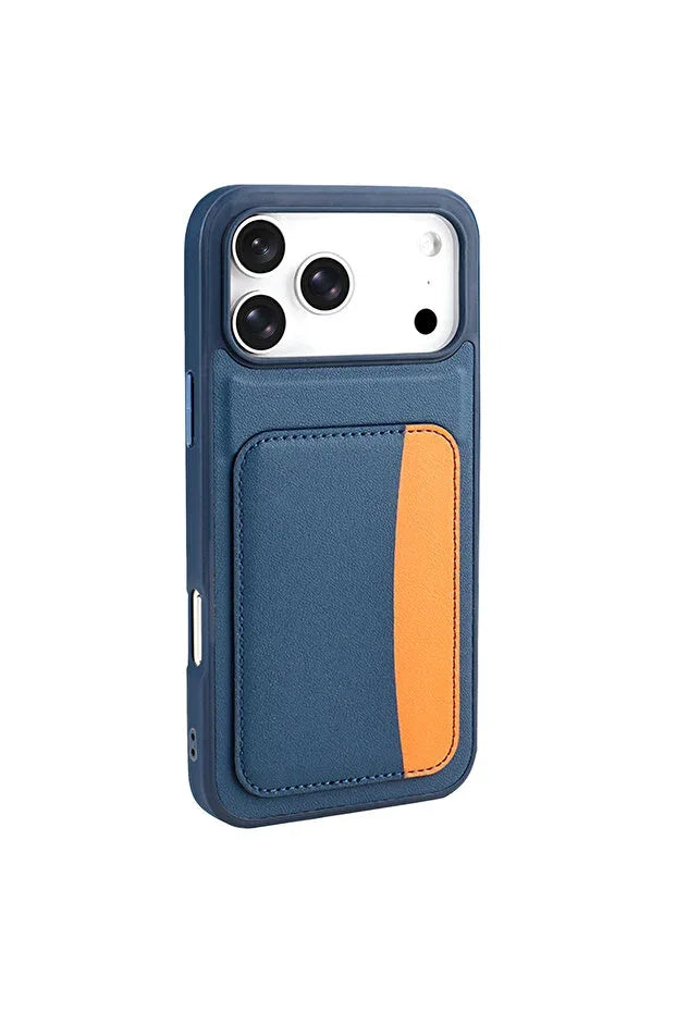 Black X-KART wallet case for iPhone 17 Pro Max, open to reveal integrated card slots.