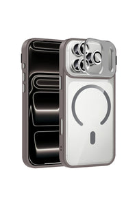 Close-up of magnetic charging cover integrated with protective phone case.