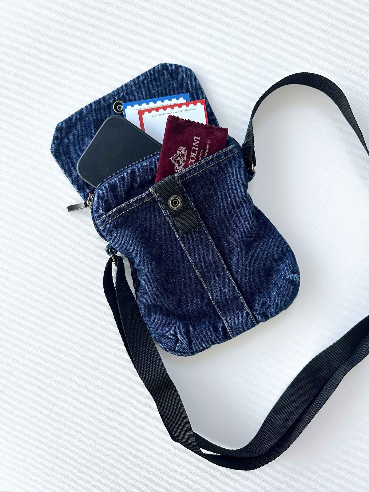Small Denim Crossbody Bag with Zipper Closure, DenimDeko