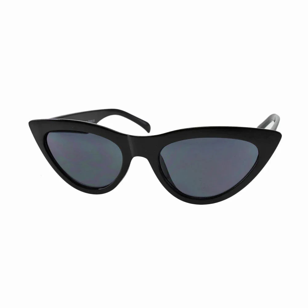 Black cateye shaped MQ Cardi Sunglasses with smoke lenses displayed on a light background.