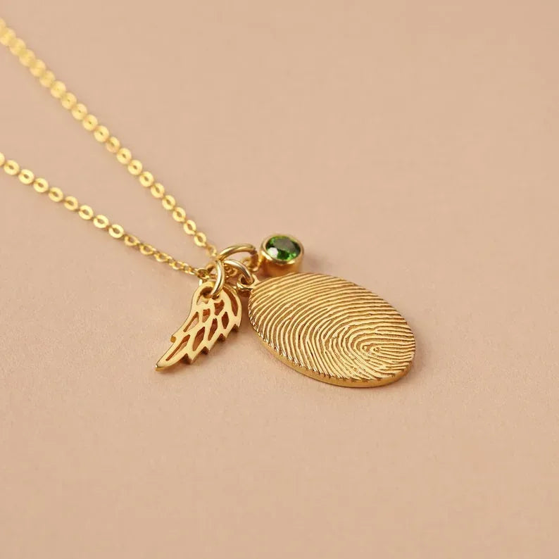Fingerprint Necklace, Fingerprint Jewelry With Birthstone - Snagva