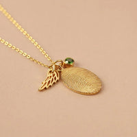 Fingerprint Necklace, Fingerprint Jewelry With Birthstone - Snagva