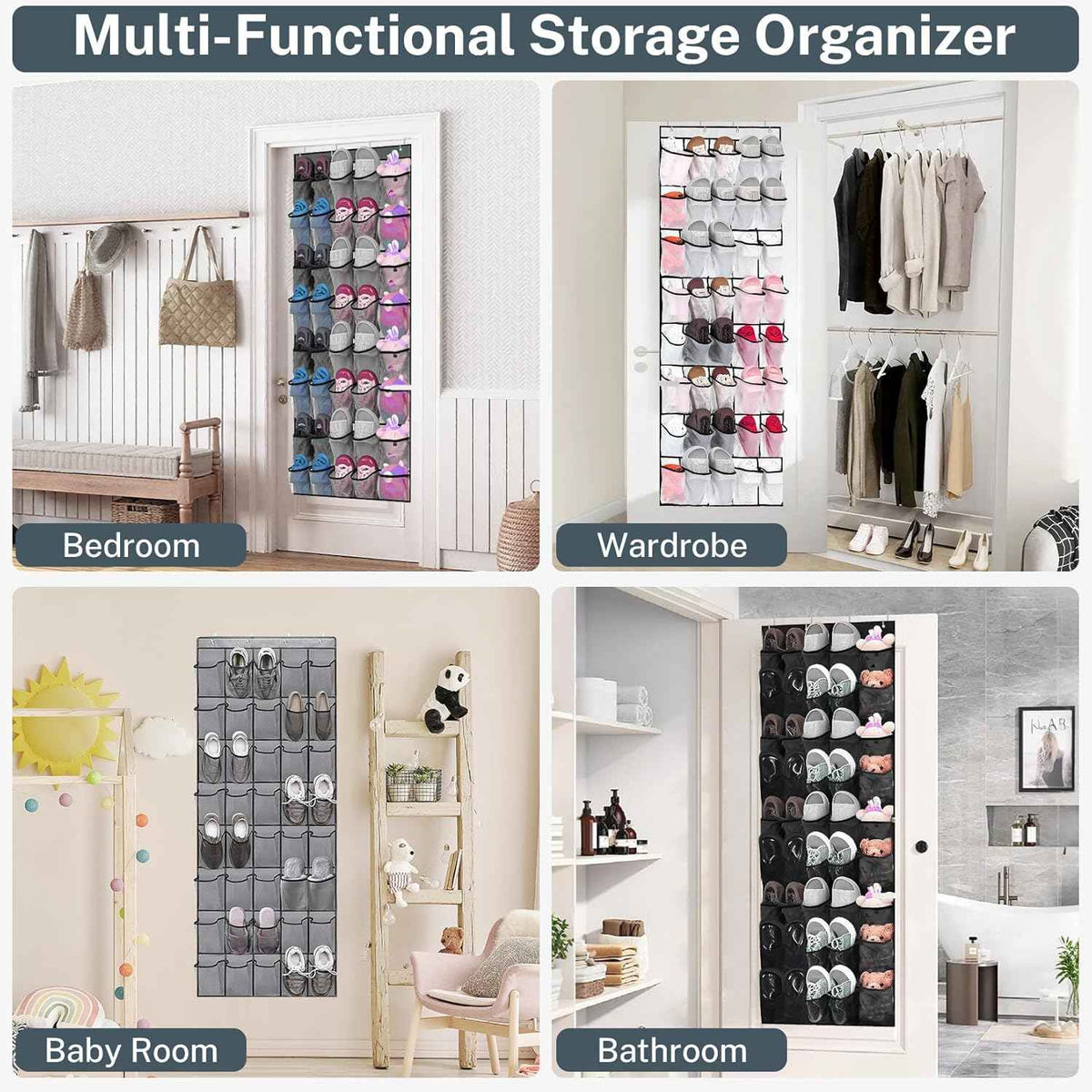 40 Pockets Over Door Hanging Shoe Storage Organizer Rack Holder Closet