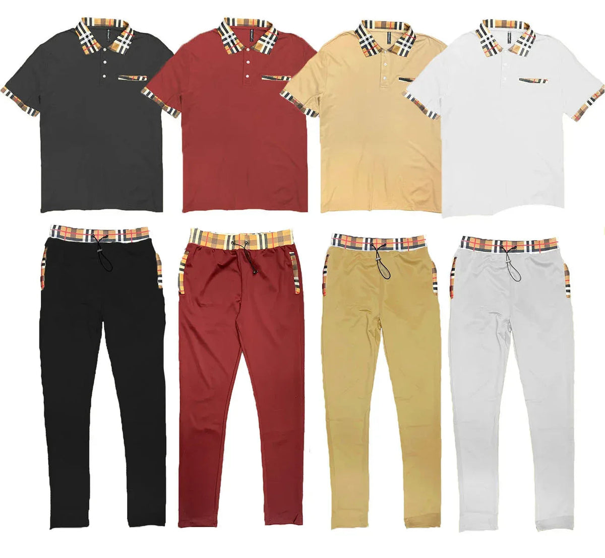Checkered Polo and Pant Set - Snagva