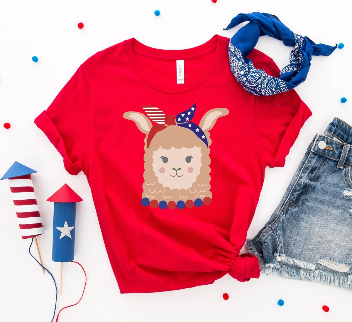 Patriotic Llama Girl T-shirt - Snagva