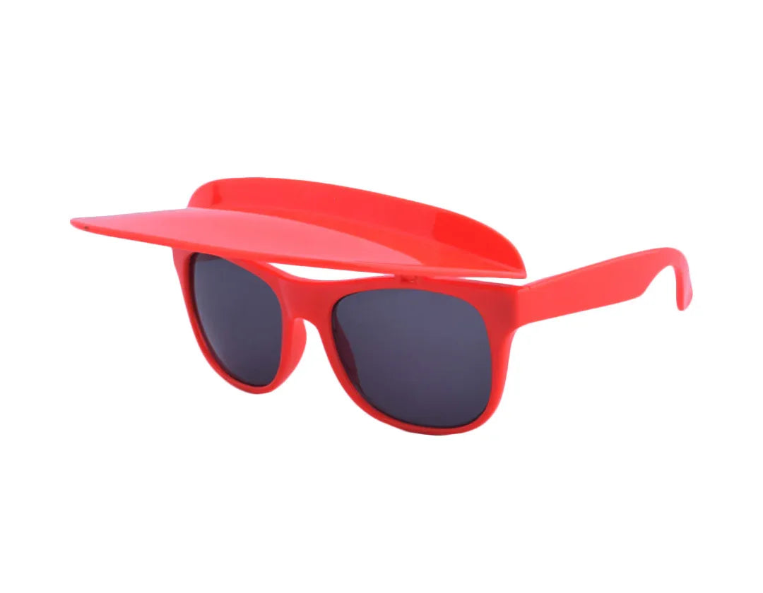 Side view of Flipside Sunglasses highlighting adjustable vertical visor on sleek black arms.