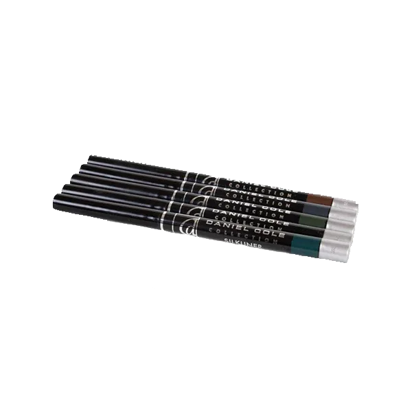 Multipack of nine colorful eye pencils arranged in a row, showcasing vibrant shades for makeup.