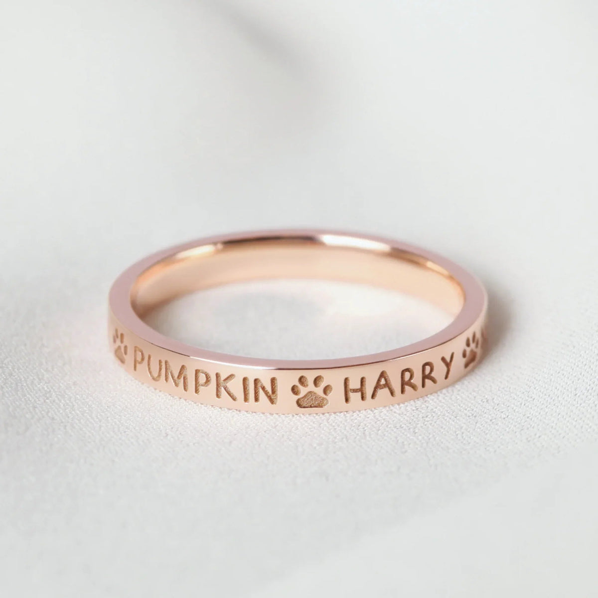 Image showing the ring packaging box with the custom dog name ring inside.