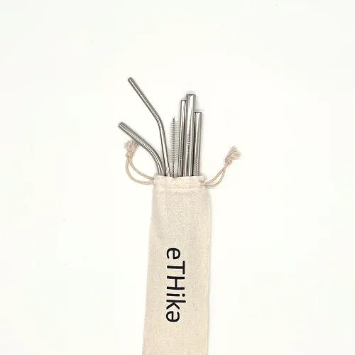 Close-up of stainless steel straws showing smooth rounded ends and polished finish.