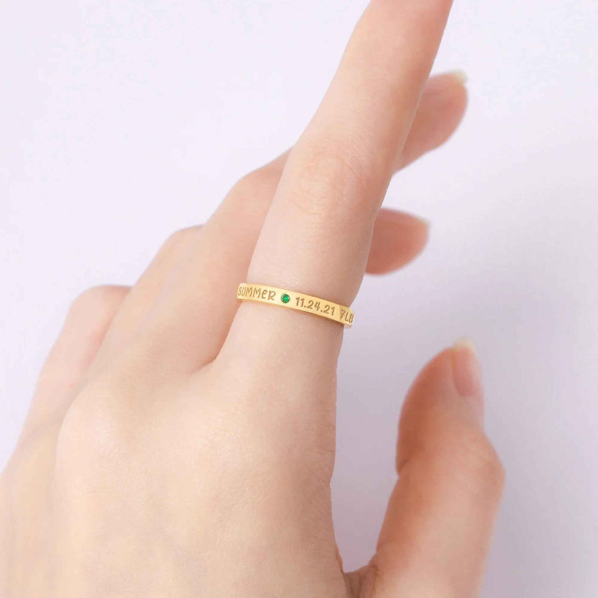 Stylish baby name ring in silver, a thoughtful keepsake for first-time mothers.