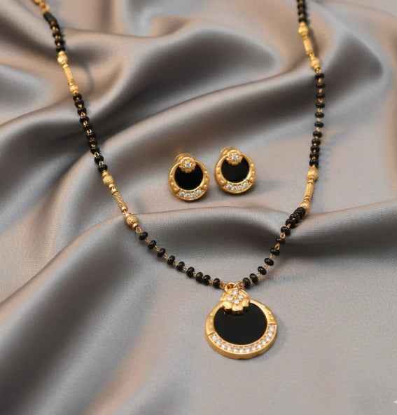Gold Plated AD Mangalsutra Set with Earrings