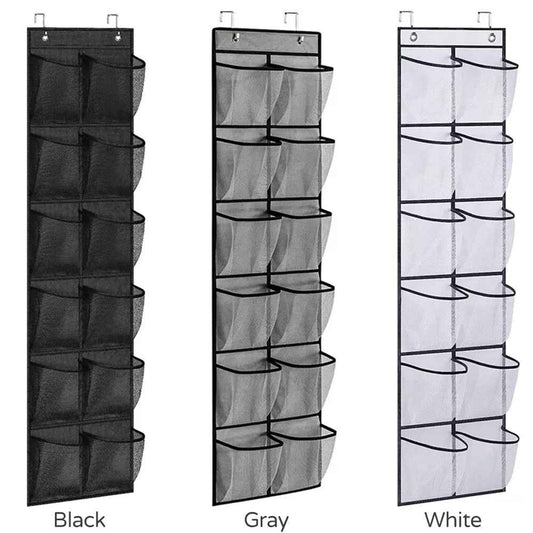 12 Pockets Over Door Hanging Shoe Storage Organizer Rack Holder Closet
