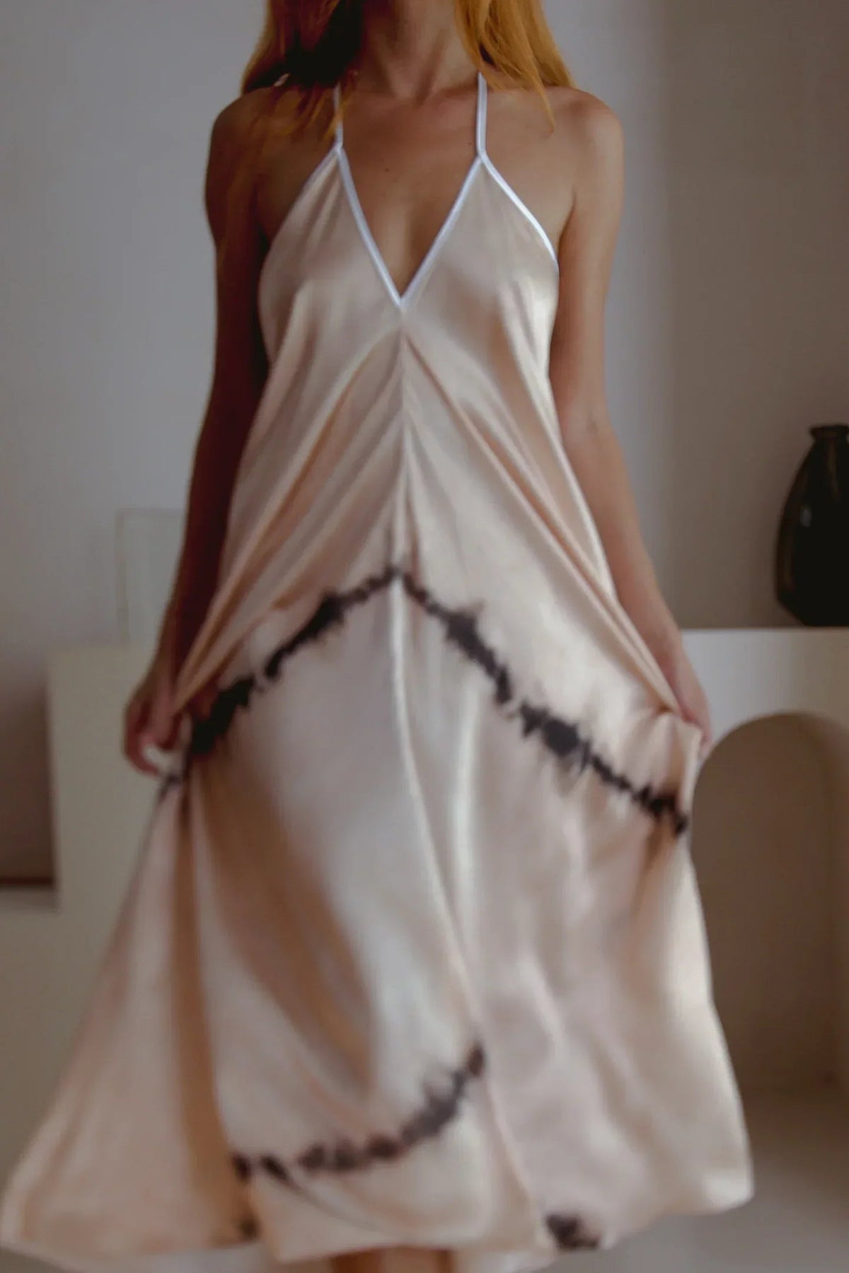 Altair Silk Halter Dress in Shibori - Snagva