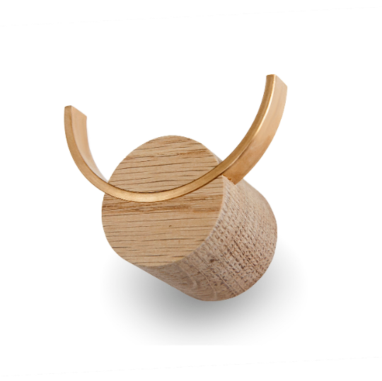 Wall hook DEER by Snagva - oak wood and brass deer wall hook