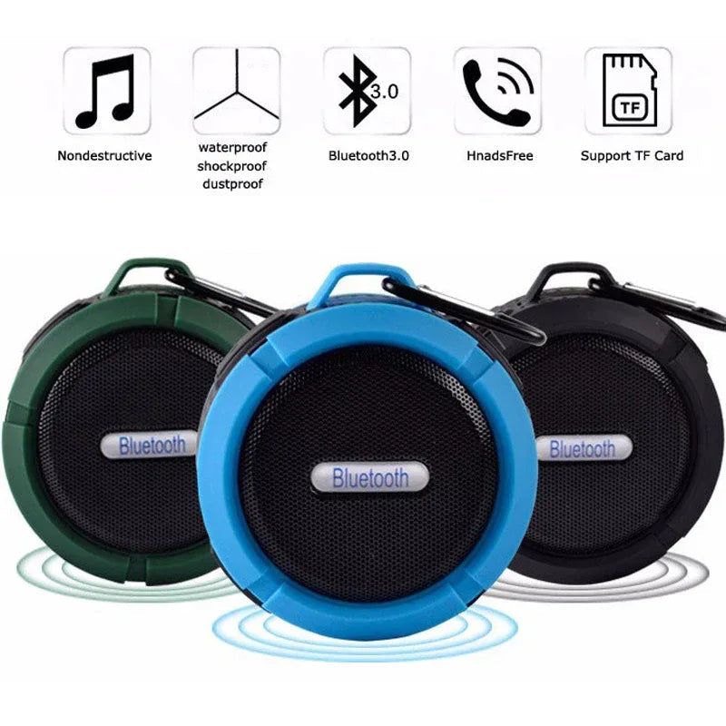 Top view of mini portable waterproof Bluetooth speaker showing round shape and suction cup