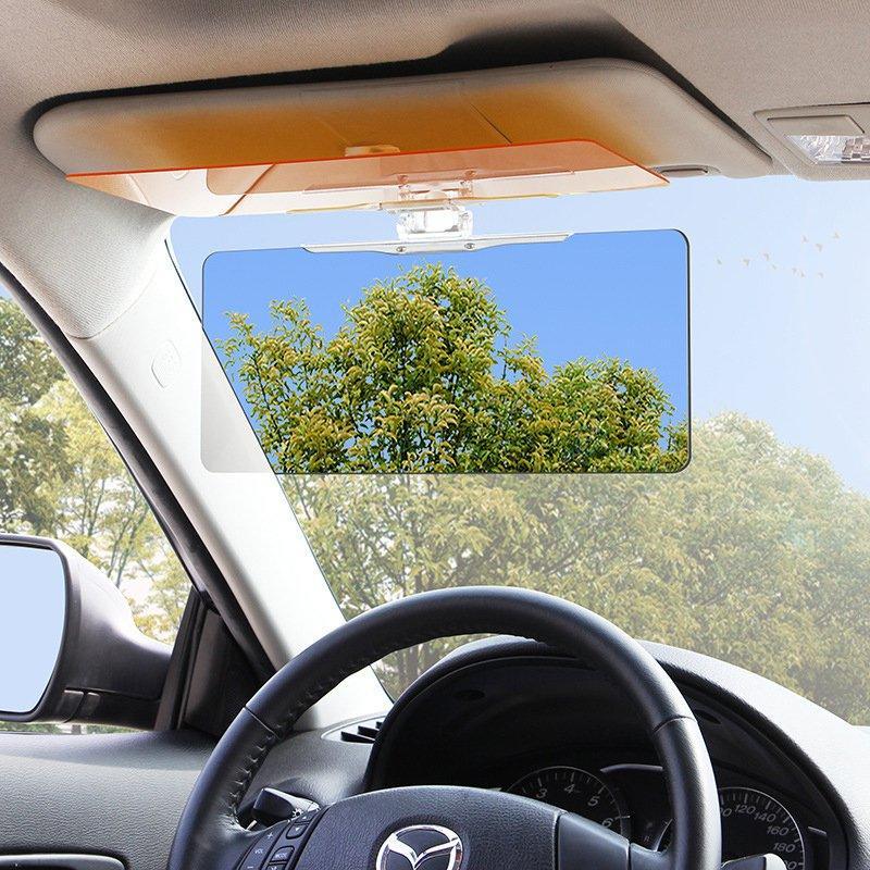 A car sun visor attachment filters sunlight and headlight glare for safer, more comfortable driving.