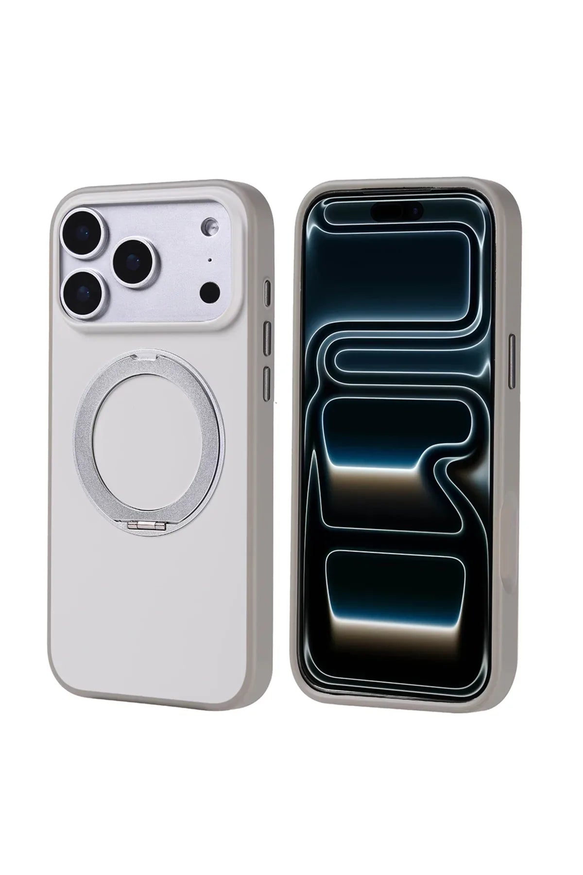 Side view of slim, black protective case with magnetic charging ring for iPhone 17 Pro Max.