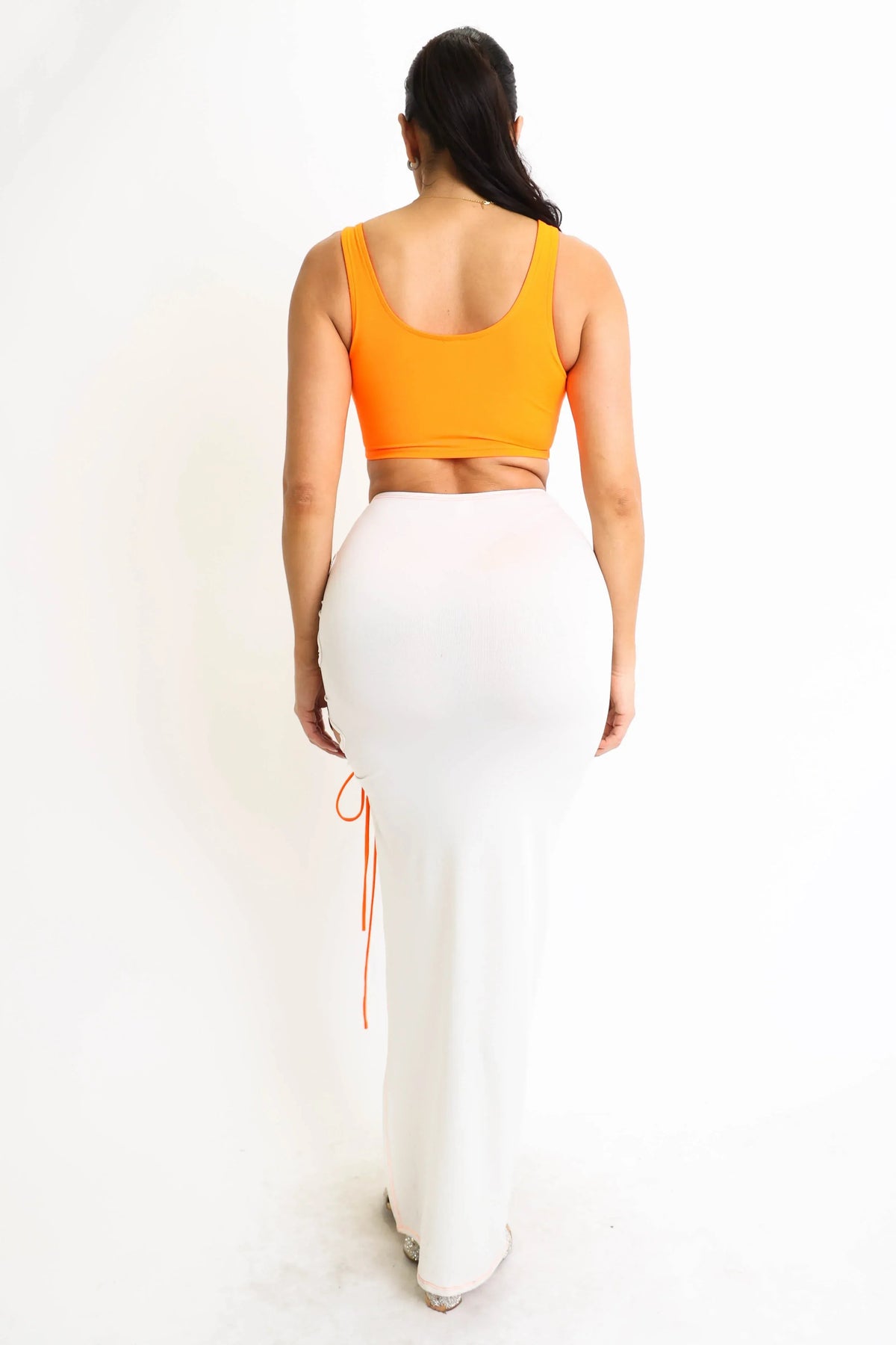 ColorBlock Side Lace up Top & Matching Maxi Skirt 2 Piece Outfit Set - Snagva