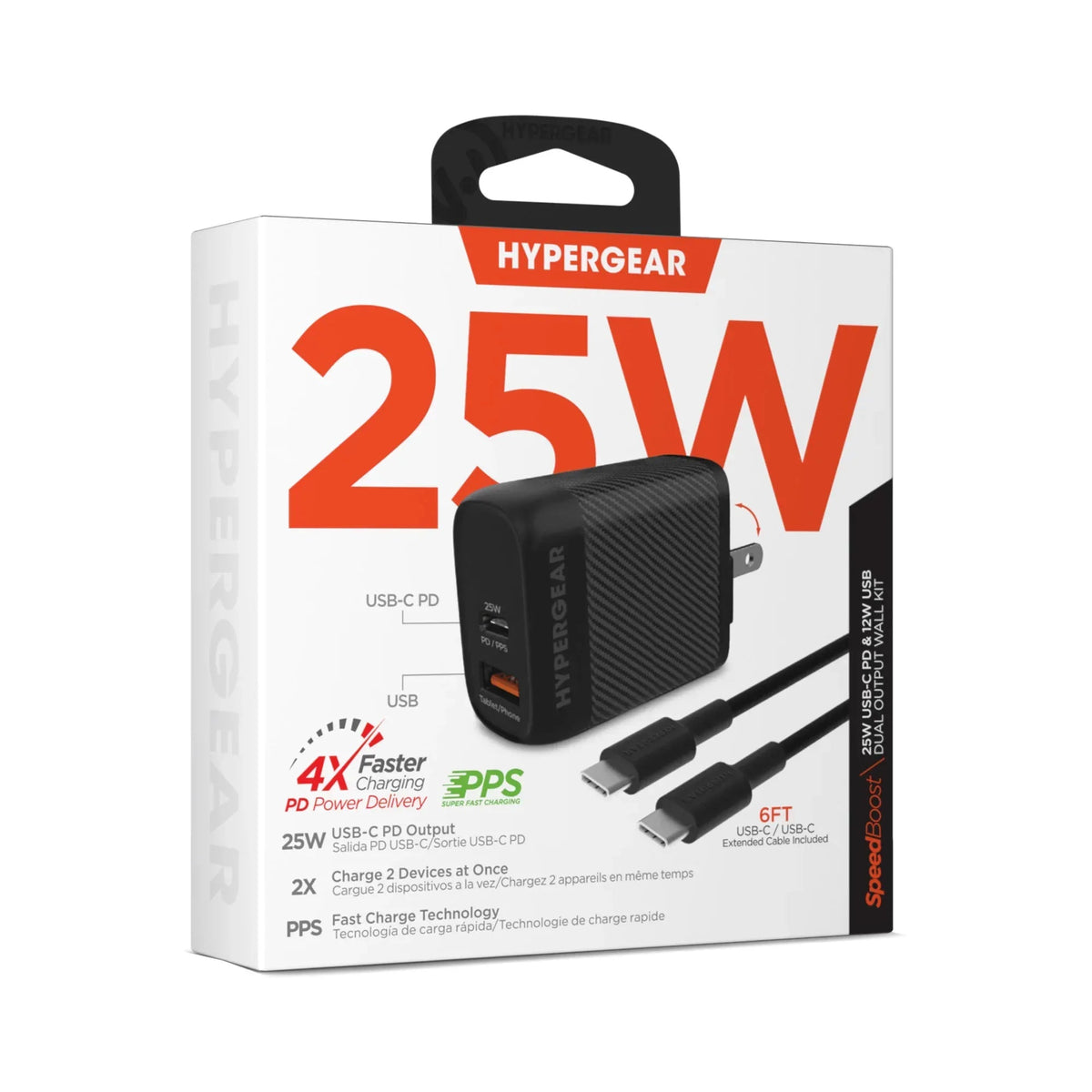 HyperGear SpeedBoost 25W USB-C PD + 12W USB Fast Wall Charger with PPS - Snagva
