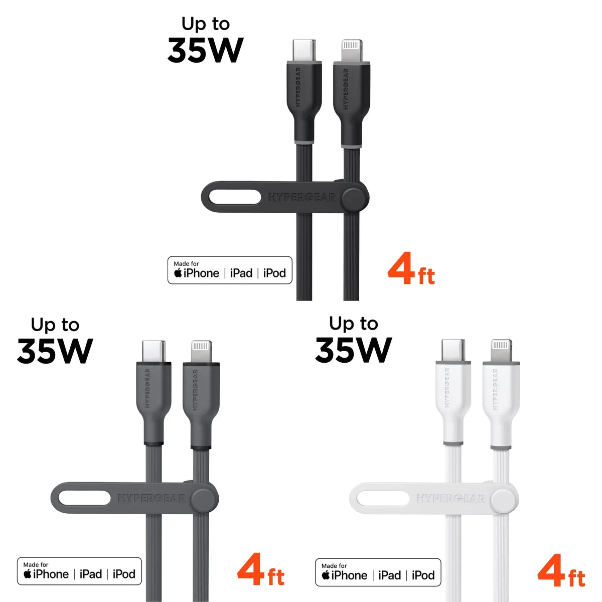 HyperGear Flexi PRO USB-C to Lightning Cable 4ft - Snagva