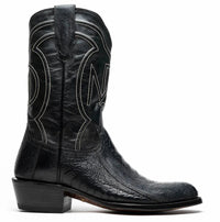 Denver Black boot photographed against white background, showing round toe and leather finish.