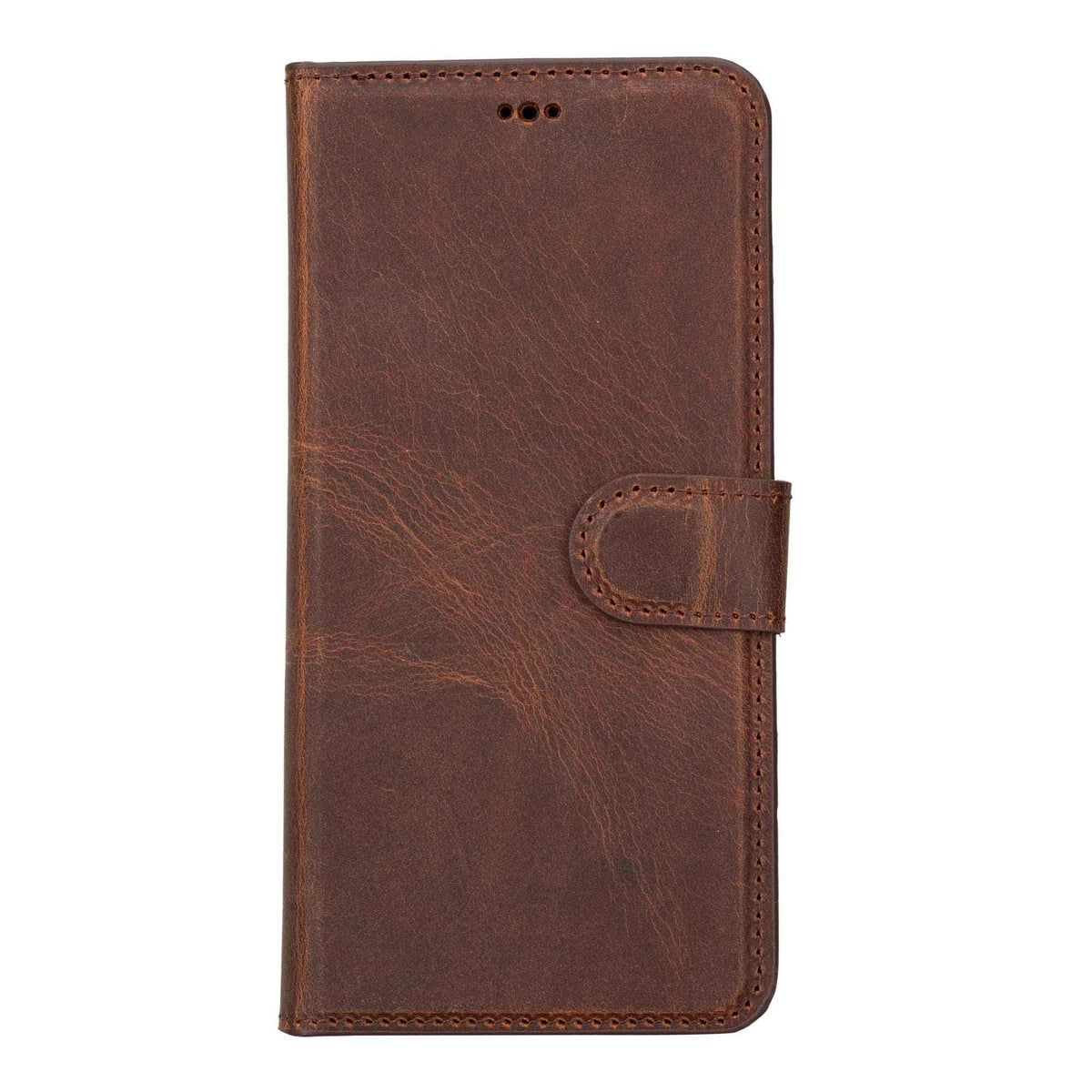 Detachable shell case compatible with Samsung Galaxy S20 FE, showing brown leather finish