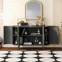 Curved Design Light Luxury Sideboard with Adjustable Shelves,Suitable