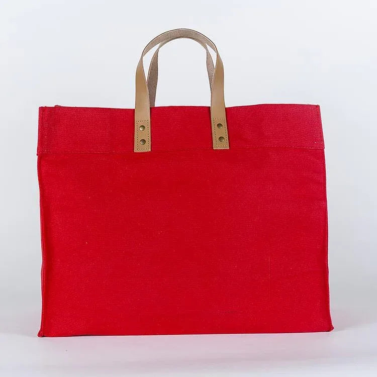 Box Tote Bag Canvas and Leather - Snagva
