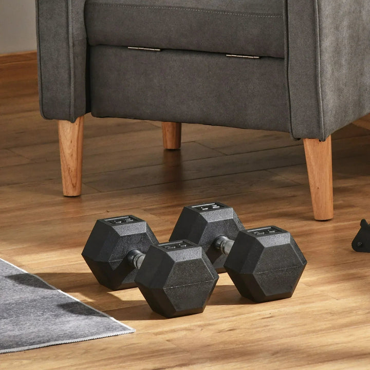 Soozier 60lbs Rubber Dumbbells Weight Set Dumbbell Hand Weight Barbell - Snagva