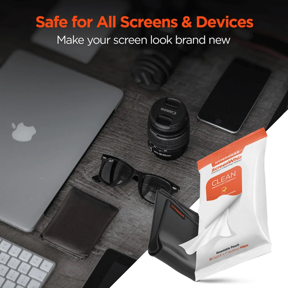 HyperGear ScreenWhiz Screen Cleaning Wipes and Cloth Kit - Snagva