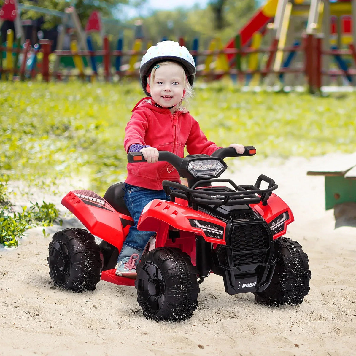 Aosom Kids Ride-on Four Wheeler ATV Car with Real Working Headlights, - Snagva