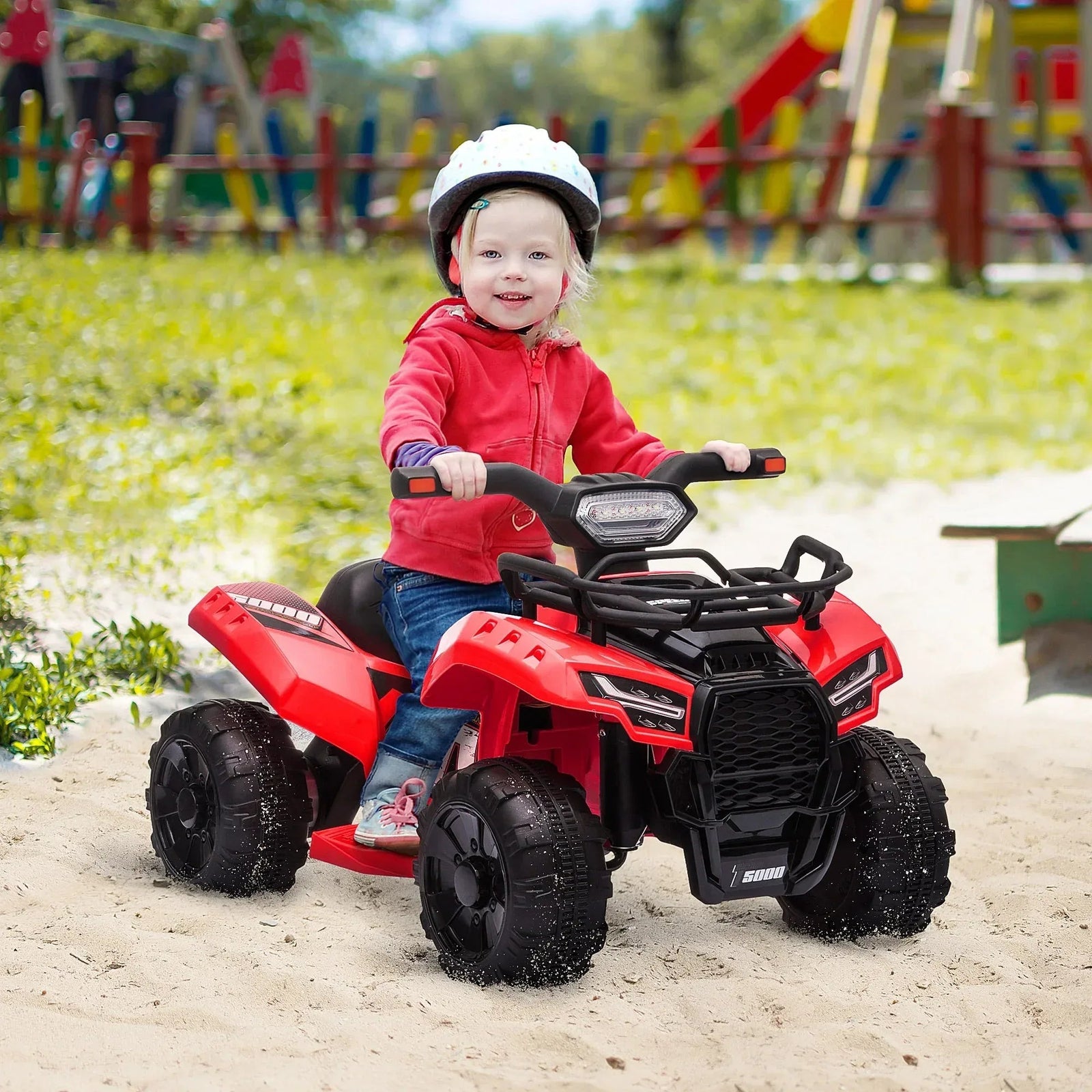Aosom Kids Ride-on Four Wheeler ATV Car with Real Working Headlights, - Snagva