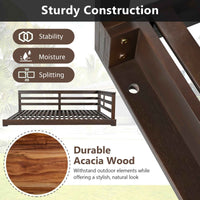 Acacia Wood Porch Swing Bed for Outdoor with Hemp Ropes - Full Size