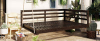 Acacia Wood Porch Swing Bed for Outdoor with Hemp Ropes - Full Size