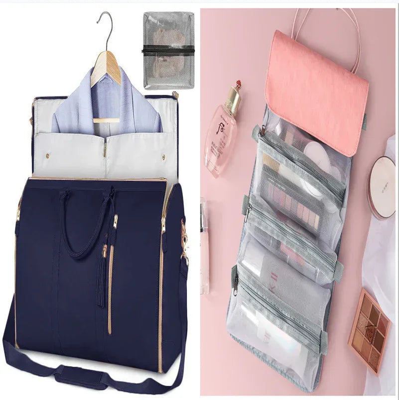 Large Capacity Travel Duffle Bag Women's Handbag Folding Suit Bag Waterproof Clothes Totes - Snagva