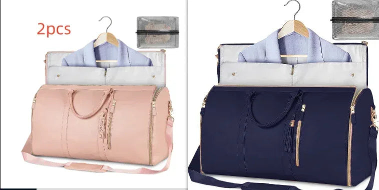 Large Capacity Travel Duffle Bag Women's Handbag Folding Suit Bag Waterproof Clothes Totes - Snagva