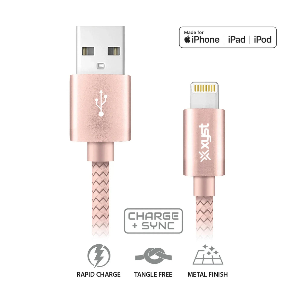 Xyst Charge and Sync USB to Lightning Braided Cable 10Ft - Snagva