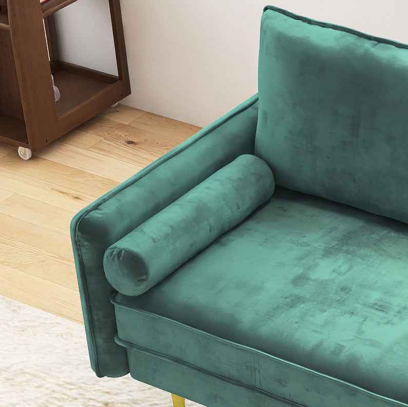 71'' Velvet Sofa,mid century couch with 2 throw pillows & pockets for