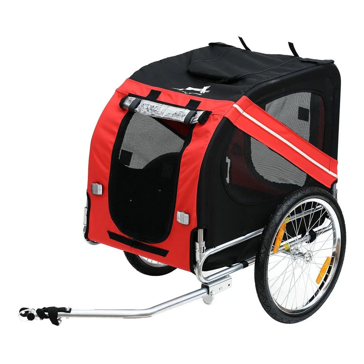 PawHut pet bike trailer with drawbar hitch attached to a bicycle for dog and cat rides.