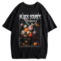 Gothic Rose Letter Print Vintage Washed Oversized T-Shirt