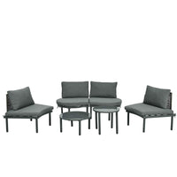 6-Piece Patio Sofa Furniture Set, Half Moon Outdoor Sectional Sofa