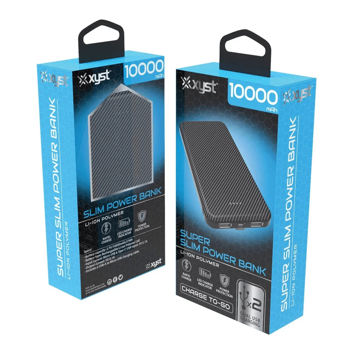 Xyst Super Slim 10000mAh Dual USB Power Bank - Snagva