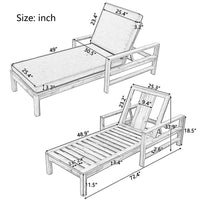 Acacia Wood Adjustable Backrest Outdoor Lounge Chair, Suitable for