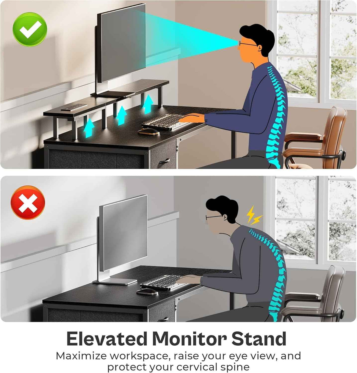 47 Inch Gaming Desk With LED Lights For Home Office